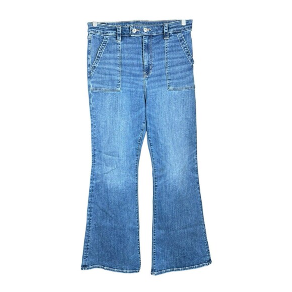 American Eagle AE Next Level Stretch Super High-Rise Flare Jeans Womens 14 Short - Picture 1 of 11